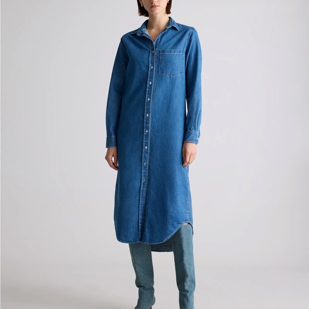 Quince Denim Maxi Shirt Dress